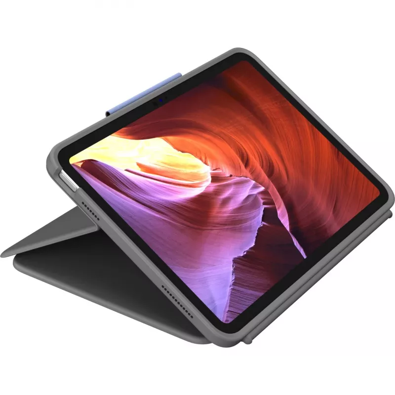 Logitech Rugged Folio su US International QWERTY klaviatūra, skirta Apple iPad 10 kartos (A2696) – Graphite, MIL-STD-810G apsauga nuo kritimo