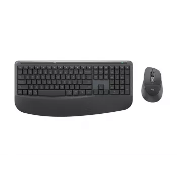 Logitech Signature Comfort Plus Combo MK880 for Business - belaidė klaviatūros ir pelės rinkinys, pilno dydžio, su LED akumuliatoriaus indikatoriumi, belaidis ryšys, USB-C, Bluetooth LE, QWERTZ, vokiškas išdėstymas, grafitas
