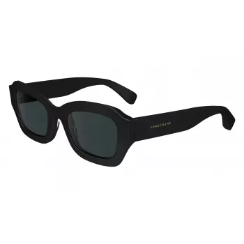 LONGCHAMP LO749S-001 Moteriški Akiniai nuo Saulės - Juodas Rėmelis, Pilki Lęšiai, 50mm