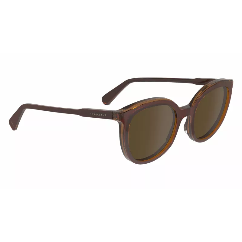 Longchamp moteriški drugelio formos akiniai nuo saulės LO739S5020206 rudos spalvos acetatinis rėmelis, rudi gradientiniai lęšiai 50/20/140 mm