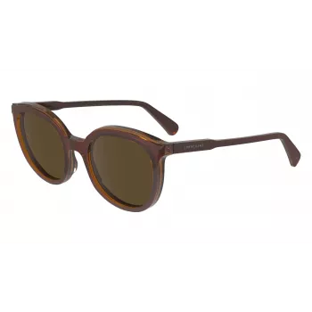 Longchamp moteriški drugelio formos akiniai nuo saulės LO739S5020206 rudos spalvos acetatinis rėmelis, rudi gradientiniai lęšiai 50/20/140 mm