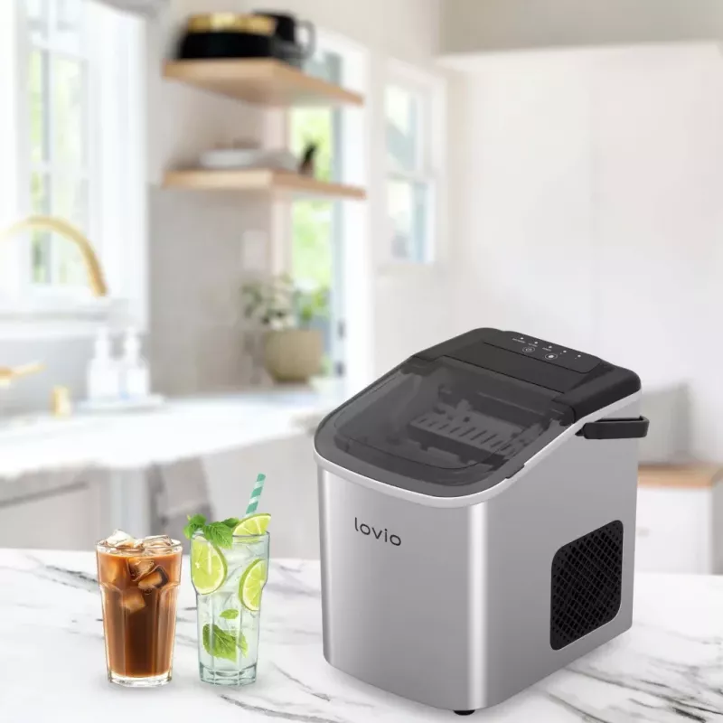 Lovio LVIM001SL Crystal Ice Home Ice Maker – 12 kg/24h, 2,2 l talpa, sidabrinis/juodas