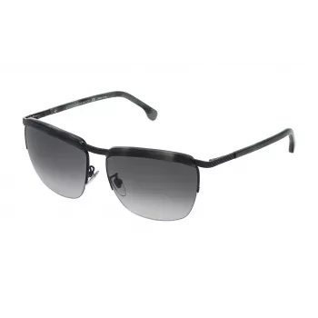 LOZZA SL2282M590531 Unisex stačiakampiai akiniai nuo saulės Havana acetato rėmeliu pilkais polikarbonatiniais lęšiais UV400 59mm