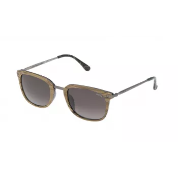 LOZZA SL4028M520ANB Unisex stačiakampiai akiniai nuo saulės – juodas acetatinis rėmelis, pilki polikarbonatiniai lęšiai, UV400 apsauga
