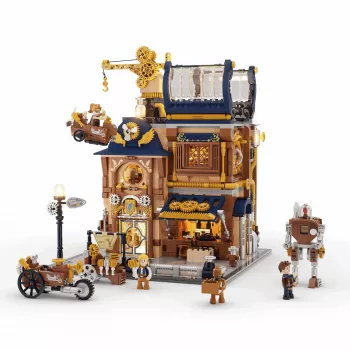 Lumibricks Steampunk Mechanical Workshop Building Blocks Set su LED apšvietimu - 2150 dalių