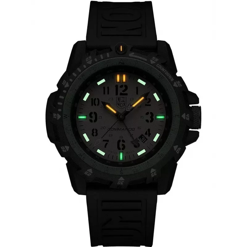 Luminox Atacama Field Day Date vyrų laikrodis XL.3321 45mm juodas ciferblatas juodas odinis dirželis