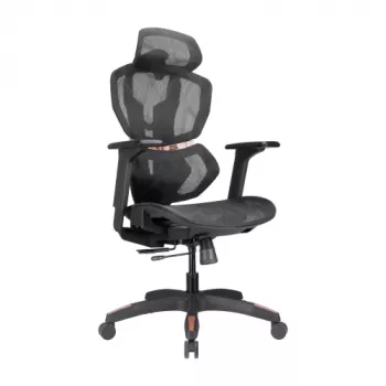 LUMIVIDA PREMIUM ergonomiškos biuro kėdės su galvos ir juosmens atrama, 3D reguliuojamomis porankiais - juodos spalvos