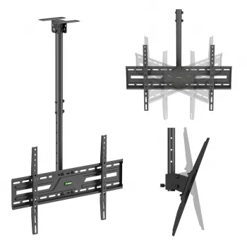 MACLEAN MC-173 lubų laikiklis televizoriams 37–86 inch, 50 kg, VESA 600x400, pasukamas ir pakreipiamas, juodas