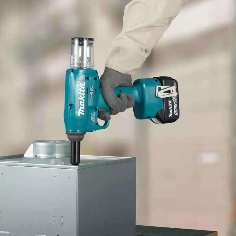 Makita DRV150ZJ 18V LXT akumuliatorinis kniediklis (be akumuliatoriaus, 10 kN, 2,4–4,8 mm, Makpac dėžutė)