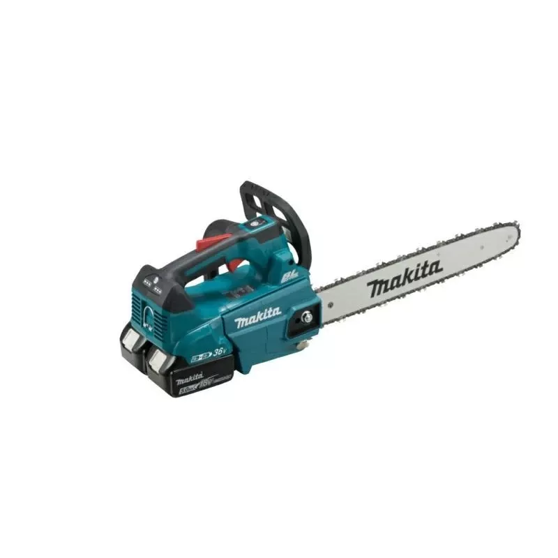 Makita DUC406PT2B 36V belaidis viršutinis grandininis pjūklas 40cm (16 inch) su 2x 5.0Ah akumuliatoriais ir dvigubu įkrovikliu