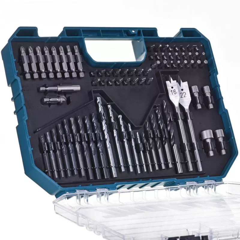 Makita ME-15126 18V LXT belaidis suktuvas-grąžtas su 70 dalių antgalių rinkiniu, 2 akumuliatoriais, įkrovikliu ir dėklu