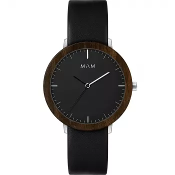 MAM MAM621 Unisex Analoginis Laikrodis 39mm Juodas Ciferblatas Juodas Odinis Dirželis