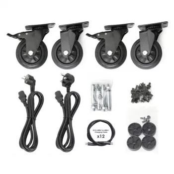 Manhattan 12-Bay USB-C nešiojamųjų kompiuterių įkrovimo spinta ant ratukų, 65W vienam prievadui, 780W bendra galia, plieninė, juoda, UK ir EU laidai, 395x32.5x290mm skyriai