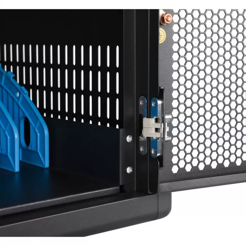 Manhattan 12-Bay USB-C nešiojamųjų kompiuterių įkrovimo spinta ant ratukų, 65W vienam prievadui, 780W bendra galia, plieninė, juoda, UK ir EU laidai, 395x32.5x290mm skyriai