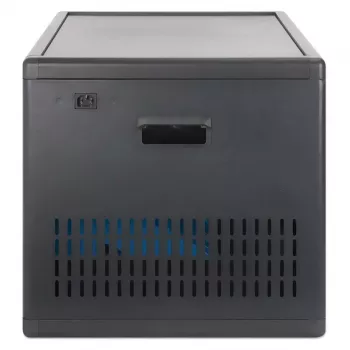 Manhattan 12-Bay USB-C nešiojamųjų kompiuterių įkrovimo spinta ant ratukų, 65W vienam prievadui, 780W bendra galia, plieninė, juoda, UK ir EU laidai, 395x32.5x290mm skyriai