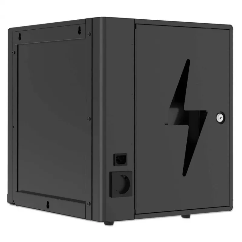 Manhattan 16-Bay USB-C nešiojamųjų kompiuterių įkrovimo spinta, 65W vienam prievadui, užrakinamas plieninis vežimėlis, JK ir ES kištukai