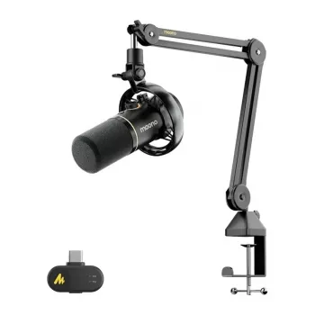 MAONO PD200WS dinaminis mikrofonas (juodas) – USB/XLR kardioidinis su RGB ir nuliniu vėlavimu