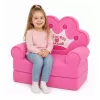 MARKA NIEZDEFINIOWANA Atlošiamas fotelis-sofa su karūna 2v1 vaikams, švelniai rožinis