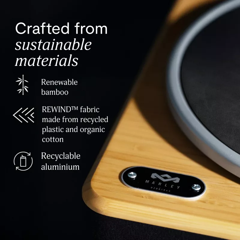 Marley Stir It Up Wireless 2 Bluetooth Belt Drive Turntable su bambukiniu pagrindu