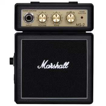 Marshall MS-2 Classic mikro gitaros stiprintuvas – 1W solid state, 2 kanalai, maitinamas baterija, juodas