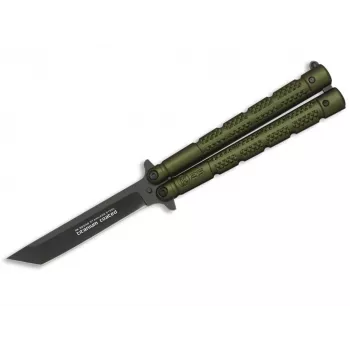 Martinez Albainox K25 Balisong Drugelio Peilis Žalia Aliuminio Rankena Nerūdijančio Plieno Clip Point Ašmenys