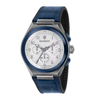 MASERATI Vyriškas Potenza Kvarcinis Laikrodis R8871639001 43mm Mėlynas Ciferblatas Odinis Dirželis