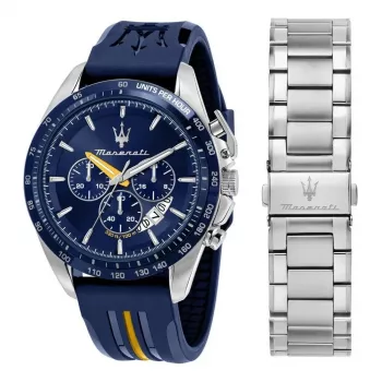 Maserati vyriškas kvarcinis chronografinis laikrodis R8871612039 45mm nerūdijančio plieno korpusas juodas ciferblatas odinis dirželis