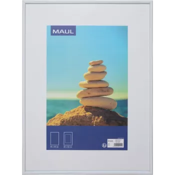 MAUL 1935802 vieno paveikslo rėmelis 30 x 40 cm, baltas MDF su nedūžtančiu polikarbonato stiklu, tvirtinamas prie sienos