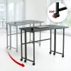 MCN Maclean sulankstomas L formos kampinis stalas MC-1250 L/B, juodas, ant ratukų, 100x65 cm, max 50 kg