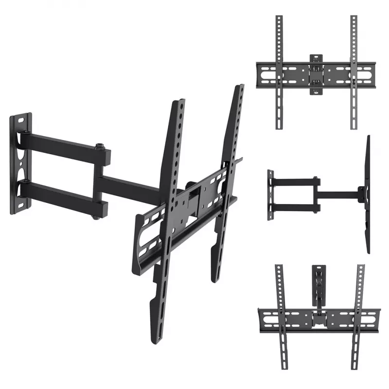 MCN Maclean MC-191 pilno judesio TV laikiklis sienai 32-55 inch ekranams, VESA 400x400, 30 kg, juodas