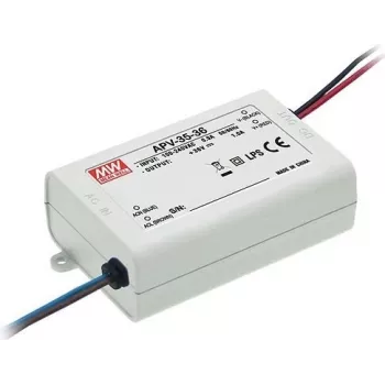 MEAN WELL APV-35-24 36W 24V pastovios įtampos LED maitinimo šaltinis, 90-264V AC įėjimas, pasyvus aušinimas, baltas