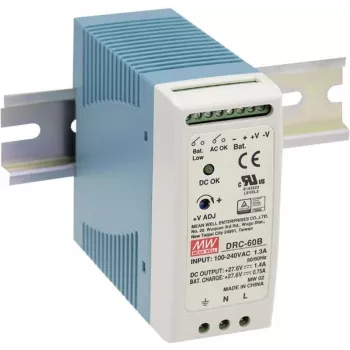 MEAN WELL DRC-60B DIN bėgio UPS modulis 60W 13,8V DC 12V švino-rūgšties baterijai