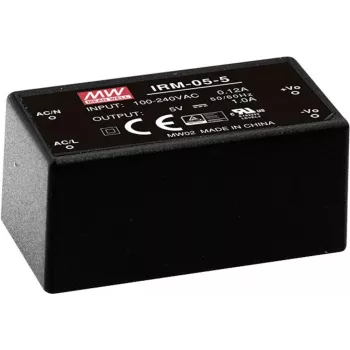 MEAN WELL IRM-05-5 5W AC-DC maitinimo modulis, 5V 1A, PCB montavimas, juodas