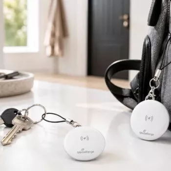 MEDIARANGE MRMA140 Smart Tracker 2 rinkinys – Bluetooth 5.2 daiktų ieškiklis su Apple Find My, IP67, 12 mėnesių baterija