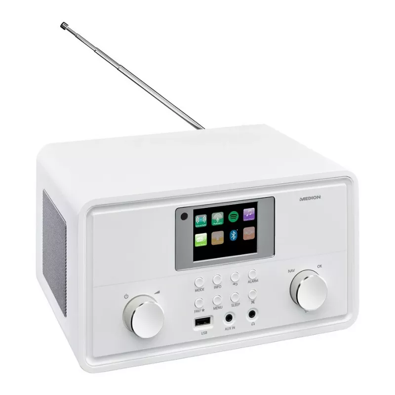 MEDION MD 88069 internetinis radijas su DAB+, FM, Bluetooth ir Wi-Fi, baltas