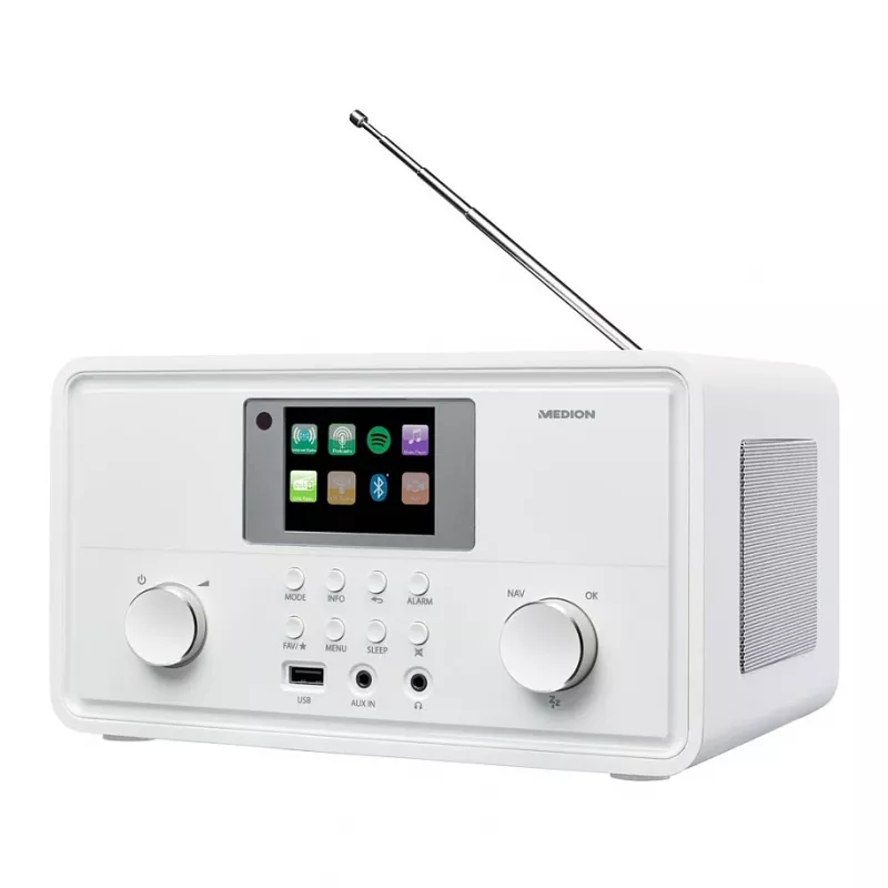 MEDION MD 88069 internetinis radijas su DAB+, FM, Bluetooth ir Wi-Fi, baltas