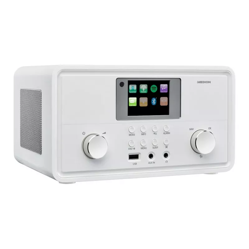 MEDION MD 88069 internetinis radijas su DAB+, FM, Bluetooth ir Wi-Fi, baltas