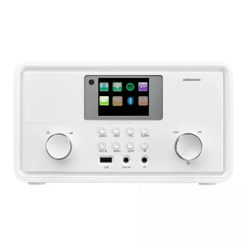 MEDION MD 88069 internetinis radijas su DAB+, FM, Bluetooth ir Wi-Fi, baltas