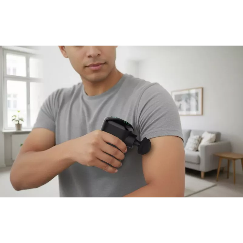 Medisana MG 120 Pocket Massage Gun – kišeninis perkusinis masažuoklis su 4 antgaliais, USB-C įkrovimu, 4 intensyvumo lygiais, kompaktiškas kelionėms