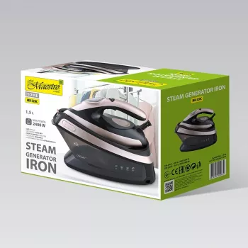 MEO MR-320C Maestro 2400W garo generatoriaus lygintuvas su keraminiu padu, 3,5 bar slėgis, 120 g/min garo stiprintuvas, 1,2 l talpa