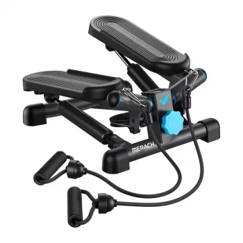MERACH MR-2354B2 Mini Stepper su pasipriešinimo juostomis, hidrauliniais cilindrais, LCD ekranu, juodas