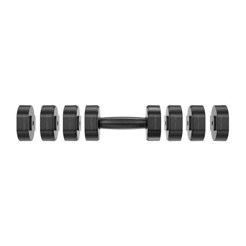 MERACH MR-2444 Reguliuojami hanteliai (2 vnt. rinkinys) - 2,5-24 kg, 15 nustatymų, sukamasis ratukas, juoda/raudona
