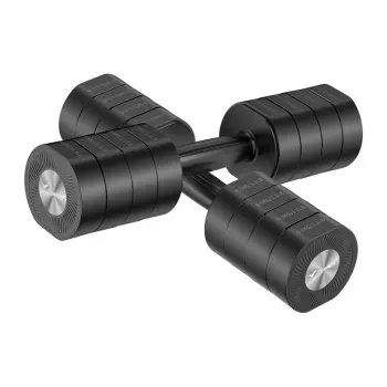 MERACH MR-2444 Reguliuojami hanteliai (2 vnt. rinkinys) - 2,5-24 kg, 15 nustatymų, sukamasis ratukas, juoda/raudona