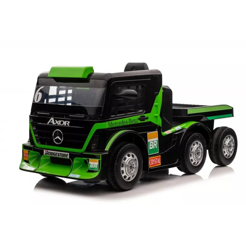 Mercedes sunkvežimis + priekaba XMX622B Žalias LCD baterijomis varomas žaislas