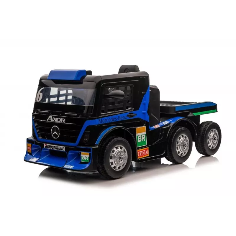 Mercedes vilkikas + priekaba XMX622B tamsiai mėlyna su LCD ekranu, baterijomis maitinamas žaislas