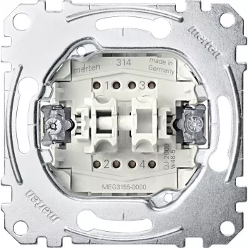 Merten System M dvigubas mygtukinis įdėklas 2 NO 10A 250V AC įleidžiamas MEG3055-0000