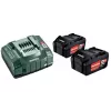 Metabo 18V LiHD 5.5Ah baterijų ir ASC 145 „Air Cooled“ įkroviklio rinkinys (2 baterijos)