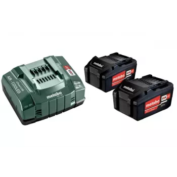 Metabo 18V LiHD 5.5Ah baterijų ir ASC 145 „Air Cooled“ įkroviklio rinkinys (2 baterijos)
