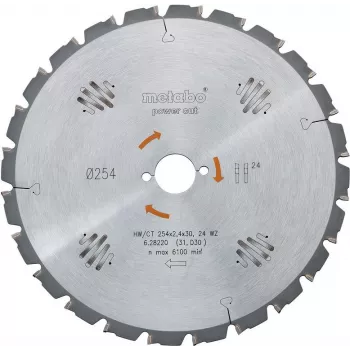 Metabo 628220000 diskinis pjūklo diskas 254 mm x 30 mm x 60T medienai su vinimis, statybinei medienai, masyviam medžiui - KGS 254 M, KGS 254 Plus, KGS 254 I Plus, KS 254 Plus
