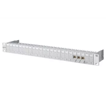 METZ CONNECT 130B11P0-E Cat6a 24 prievadų ekranuotas pachpanelis, 1U stovo montavimas, IDC be įrankių, T568A/B, 500 MHz, PoE+ 130B11P0-E-90